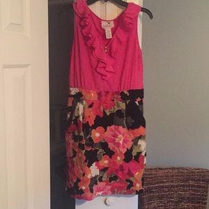 Floral and hot pink Anthropologie dress